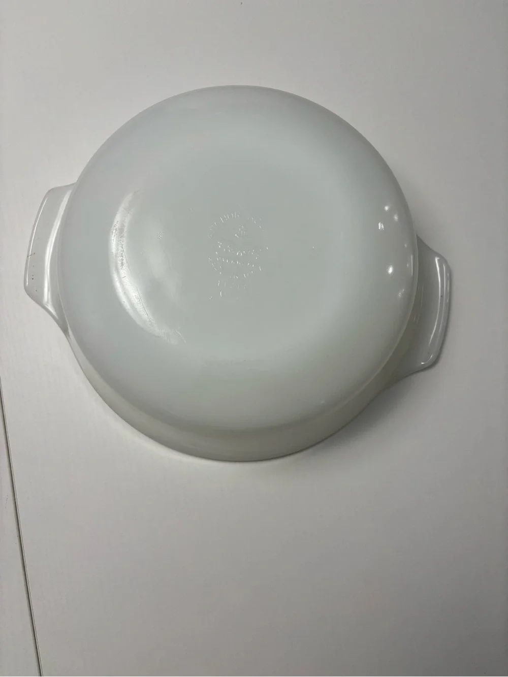 Vintage Fire-King Anchor Hocking Milk Glass Casserole Dish with Handles